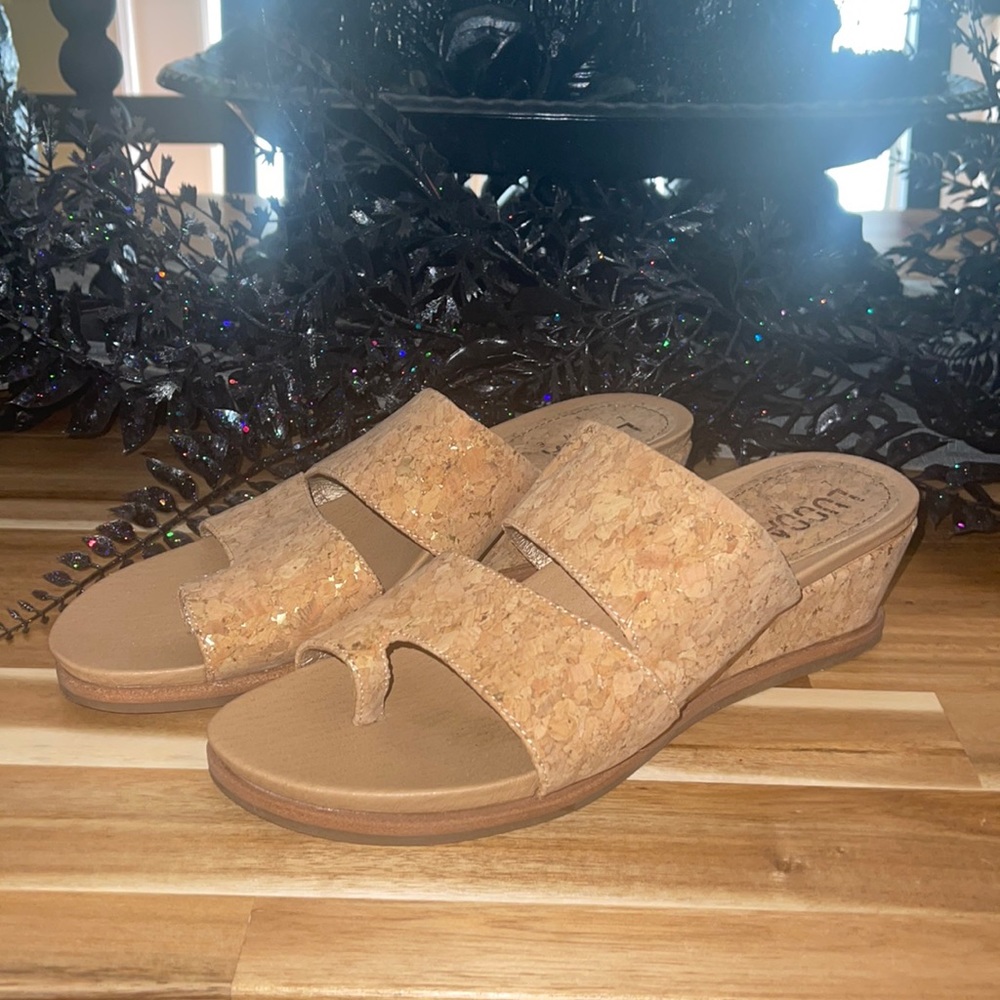 Lucca Lane Whitley Cork Toe Thong Wedge Sandal